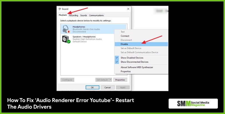How To Fix ‘Audio Renderer Error Youtube’- Restart The Audio Drivers