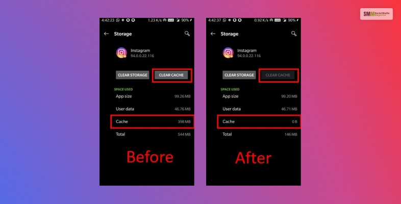 how to clear instagram cache?