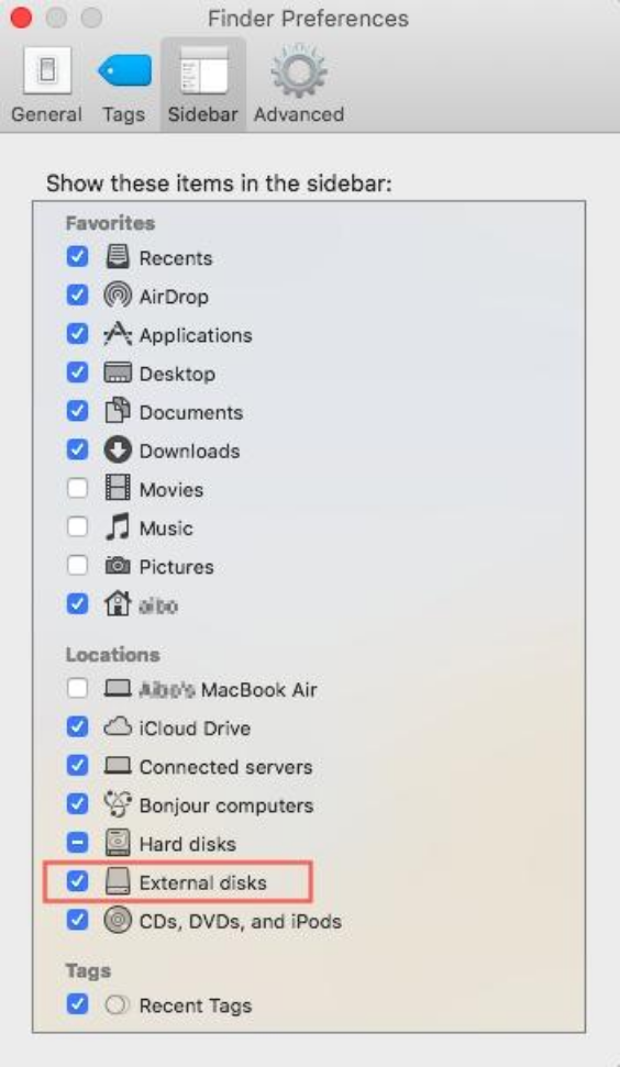 external hard drive within a Finder window.